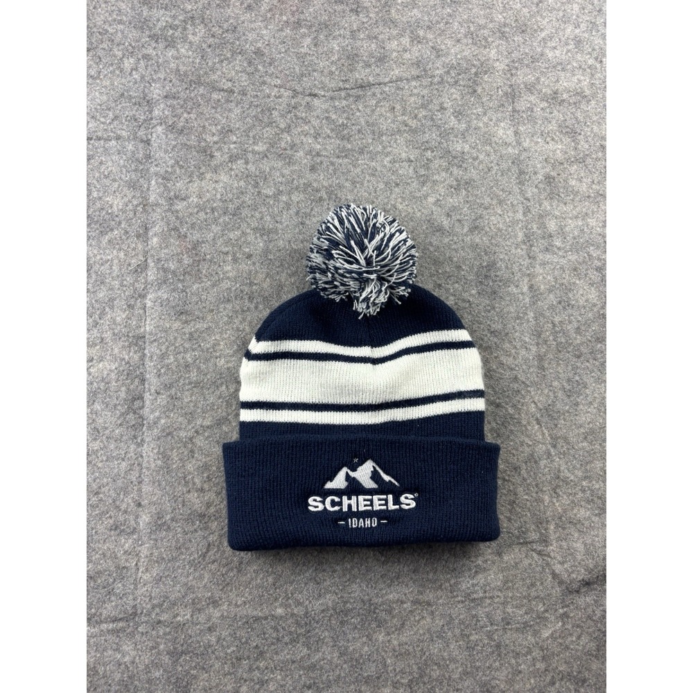 SCHEELS Idaho Adult Sized Hat‎ Winter Beanie Navy & White Warm Sports Hat Skiing